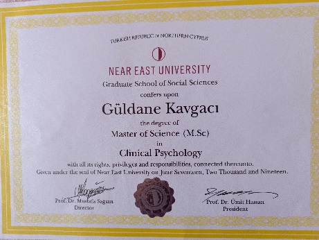 Güldane Kavgacı Yakın Doğu Üniversitesi Klinik Psikoloji Yüksek Lisans Diploması